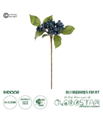 GloboStar® Artificial Garden BLUBERRIES FRUIT BRANCH 21434 Τεχνητό Διακοσμητικό Κλαδί Μπλε Μύρτιλο  Y30cm